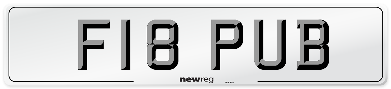 F18 PUB Number Plate from New Reg